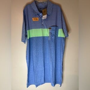 Foundry Stripe Cotton Blend Color Block Polo Shirt Men’s XLT Lime Blue NWT